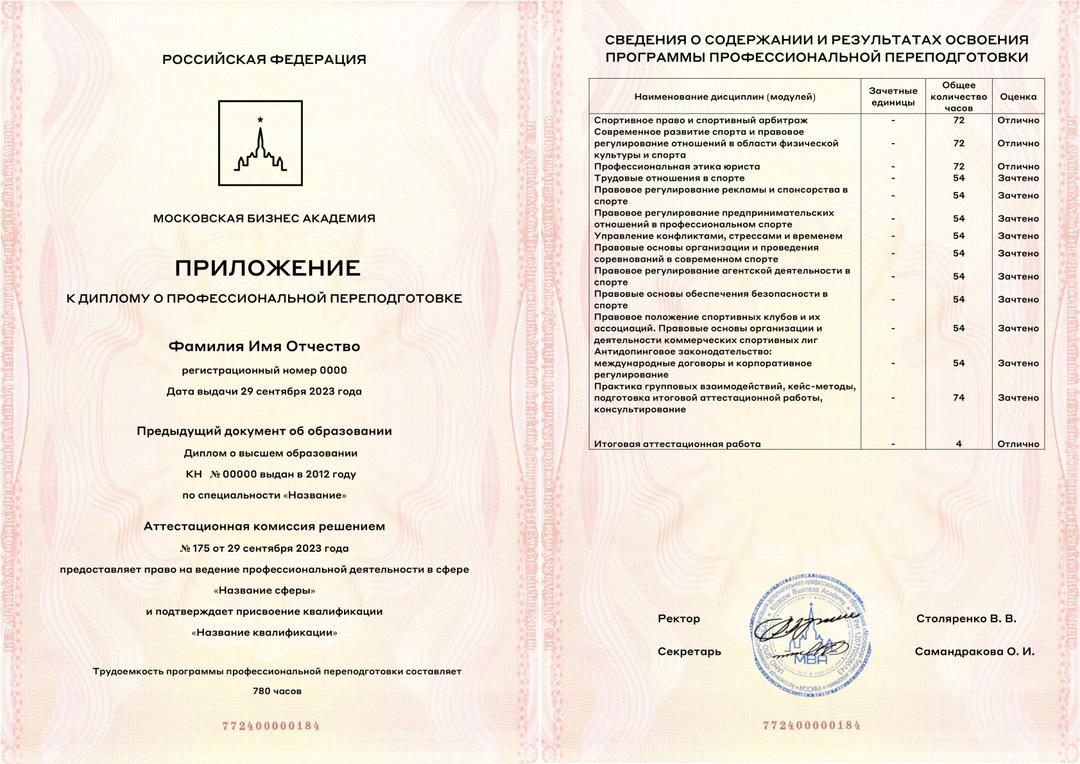 Приложение к диплому